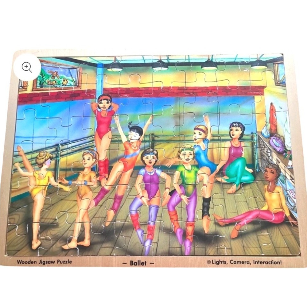 Lights Camera Interaction Vintage Ballet Wooden Puzzle 48 Pieces Ballerinas